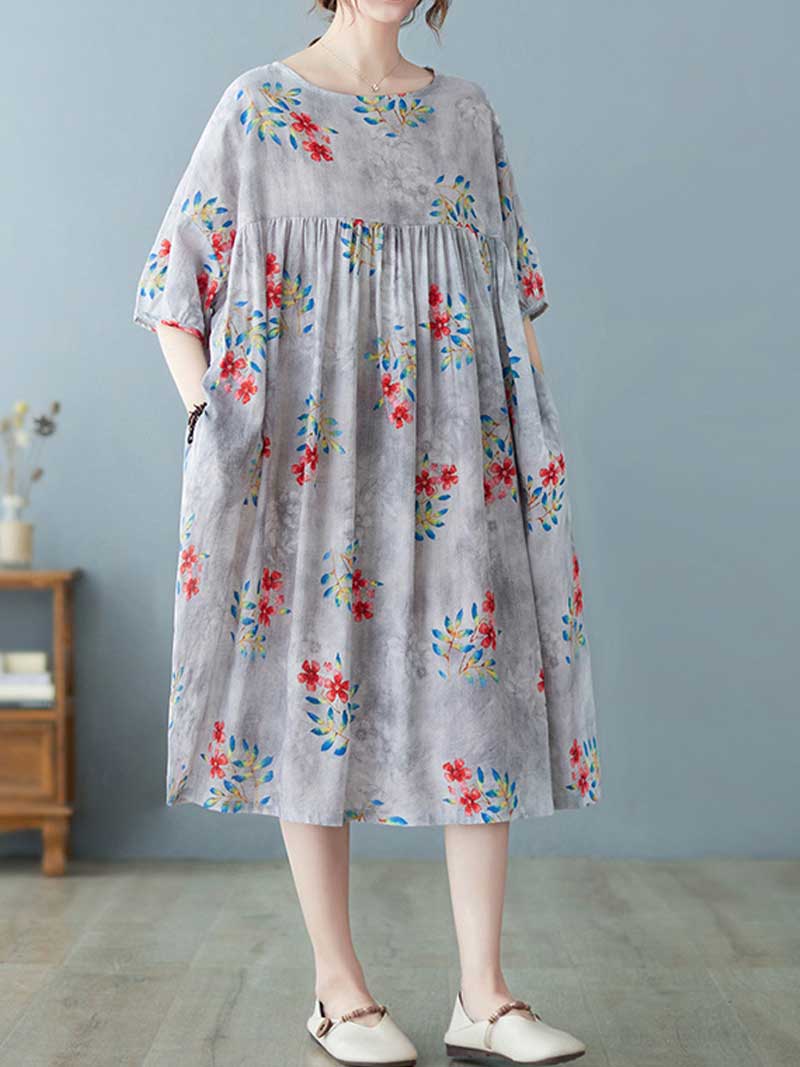 World Around Me Printed Floral Smock Dress - Fashionpara