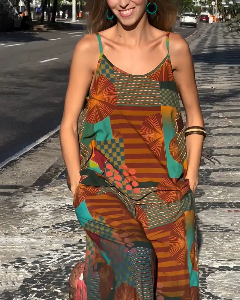 Resort style loose printed two piece set - Fashionpara