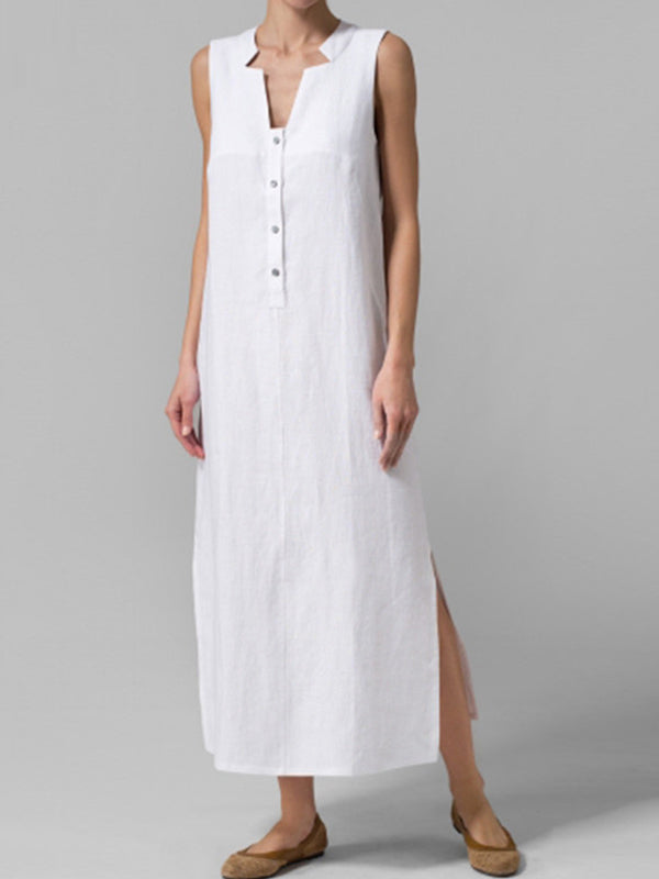 Button Align Slide-On Maxi Dress - Fashionpara