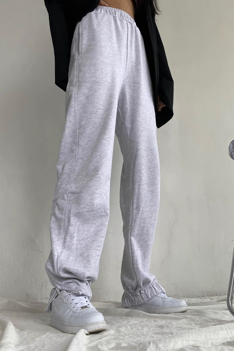 Lace Up Seam Elastic Waist Sports Pants