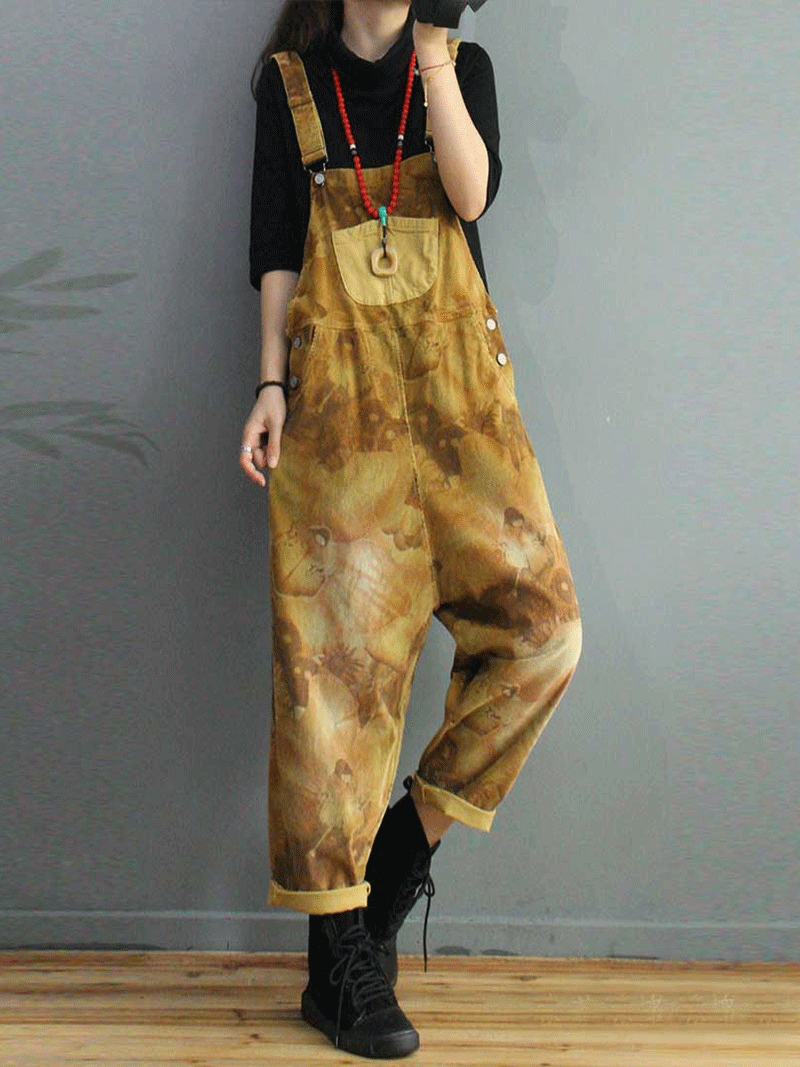Foggy Season Cotton Tie-Dye Print Overall Dungaree - Fashionpara