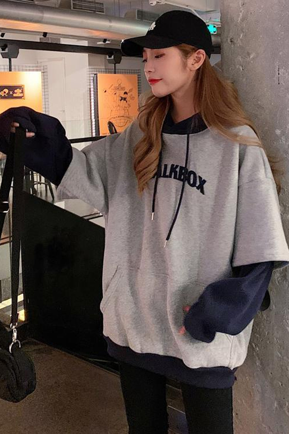 KittenAlarm - Long Sleeve Letters Printed Two Colors Hoodie