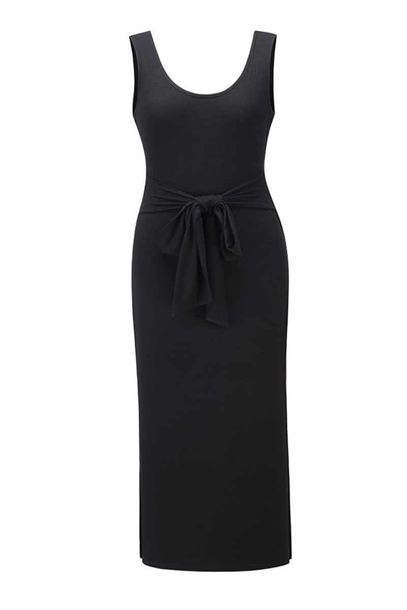 Florcoo Sexy Bandage Solid Maxi Dress
