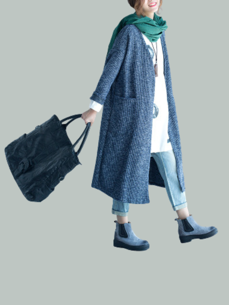 Women Cardigan Mid-Length Fashion Long-Sleeved Loose Thin Coat - Fashionpara