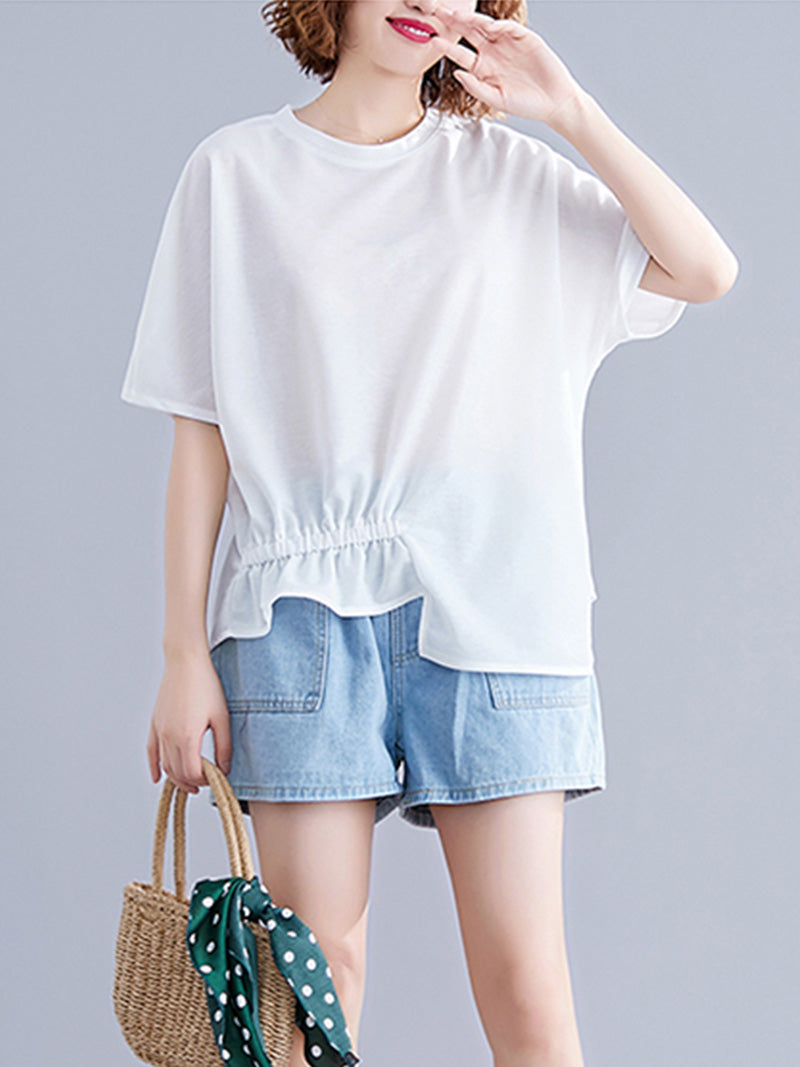 Lover's Leap Elastic Waist Style Basic Tops - Fashionpara