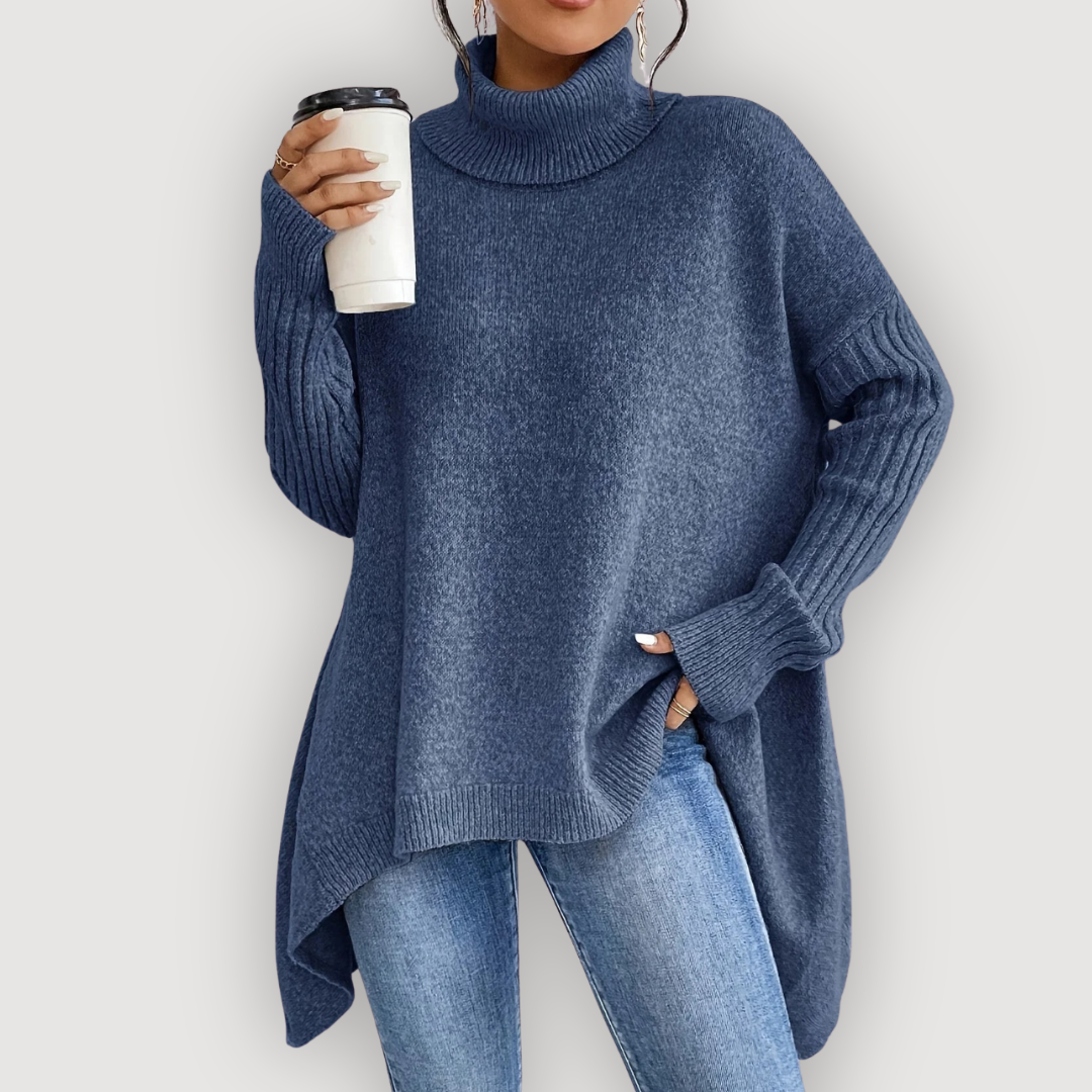 Turtleneck Long Sleeve High Low Oversized Sweater