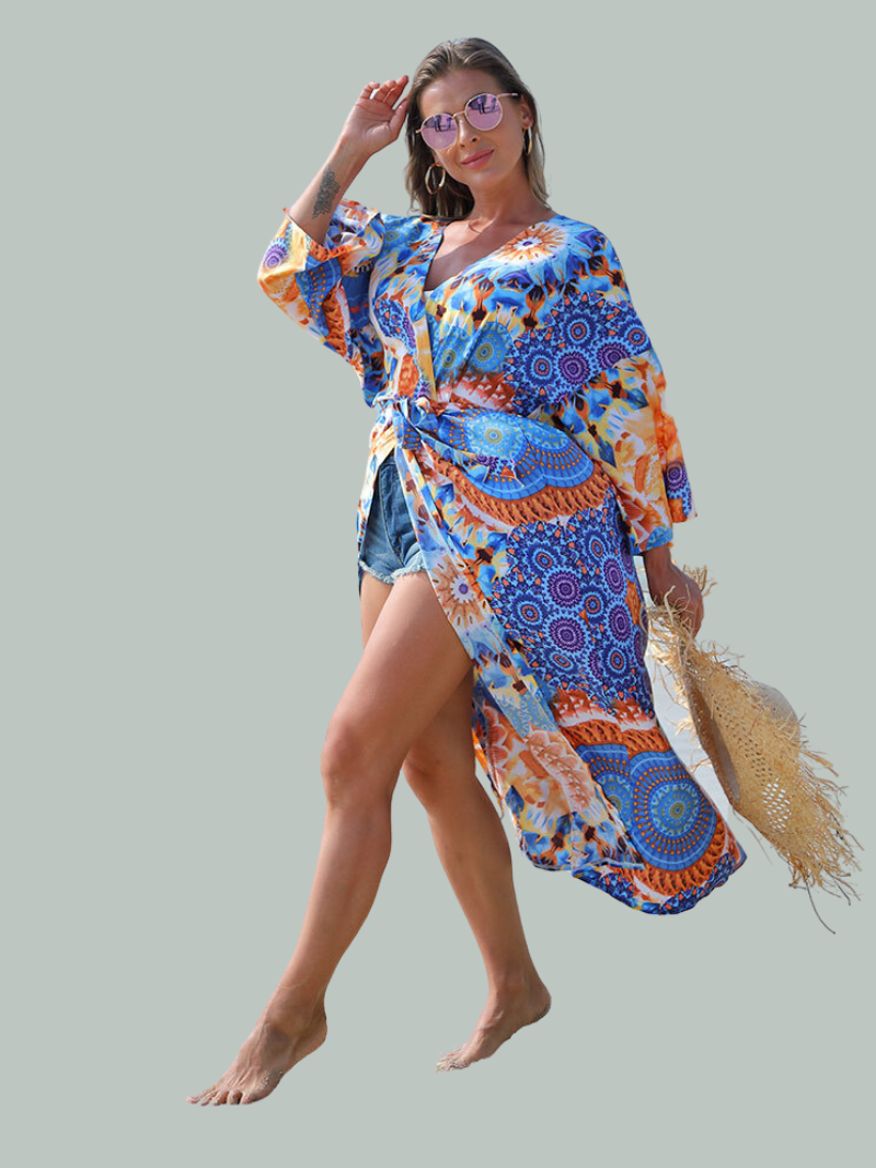 Enlighten Me Blue Polyester Kimono Jacket 5