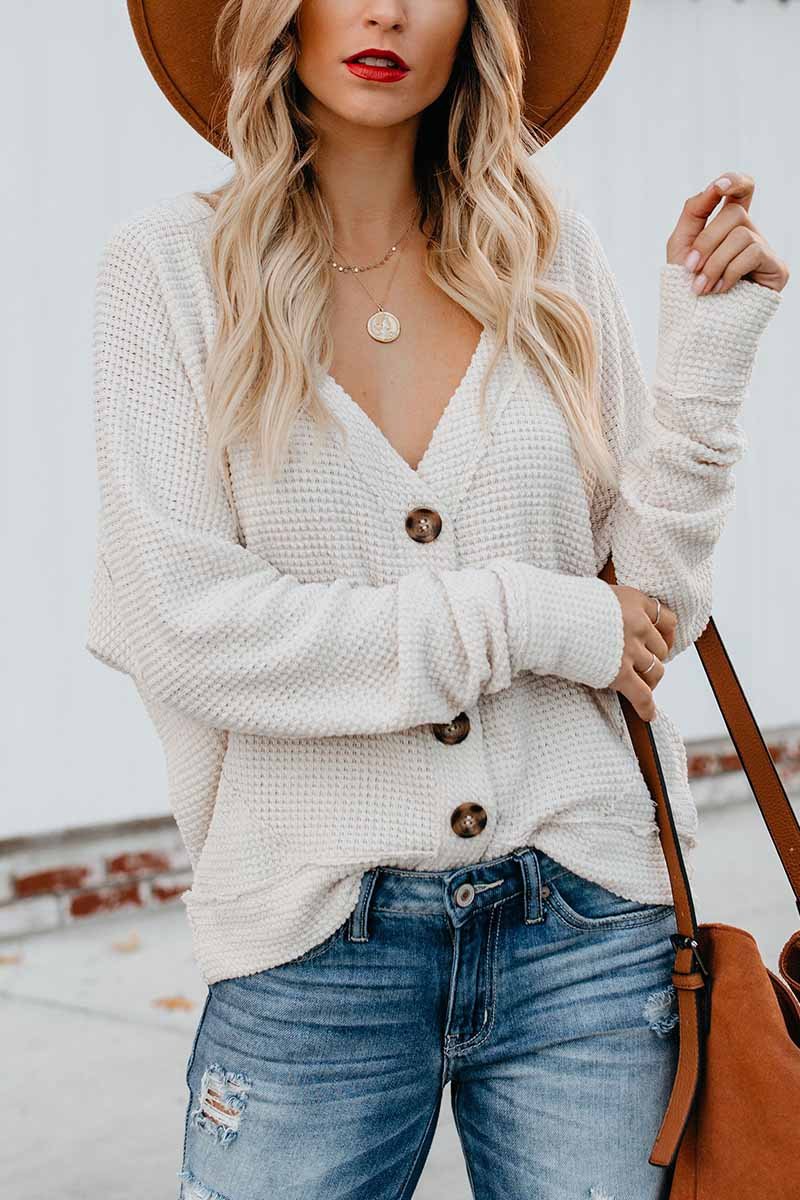 Florcoo V-Neck Bat Sleeve Sweater for Effortless Style