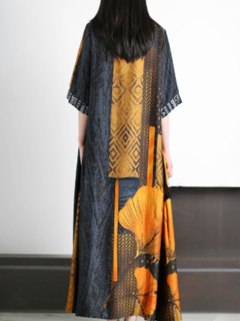 Just My Type Loose V-neck A-line Dress - Fashionpara