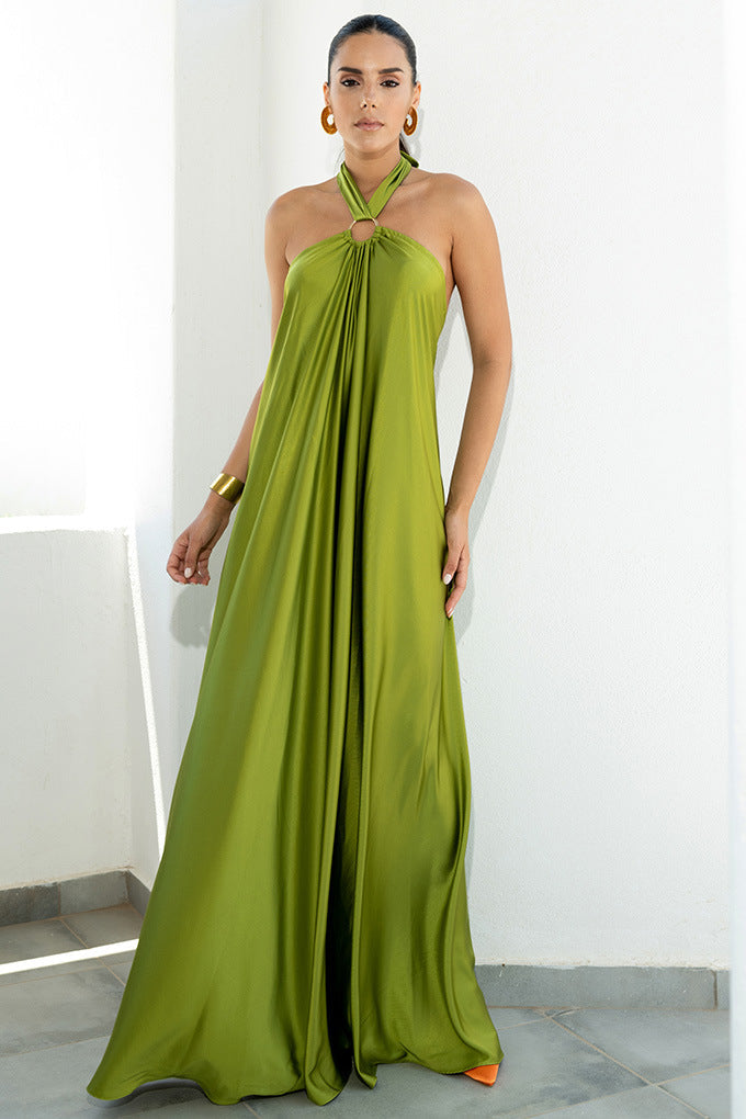 Halter Neck Ruched Bodycon Midi Dress - View 9