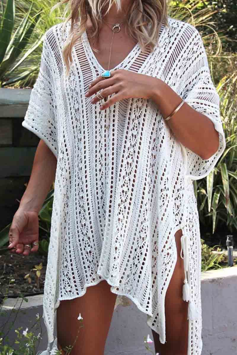 Florcoo Hollow Knitted Sunscreen Swimwear Cover-up(4 colors) - Fashionpara