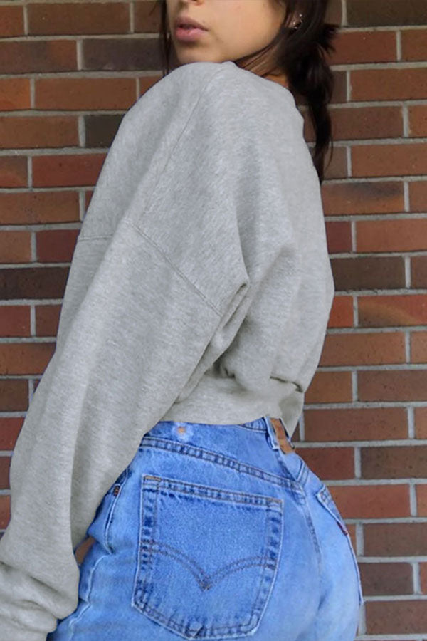 Letter Cropped Short Sweatshirt - Fashionpara