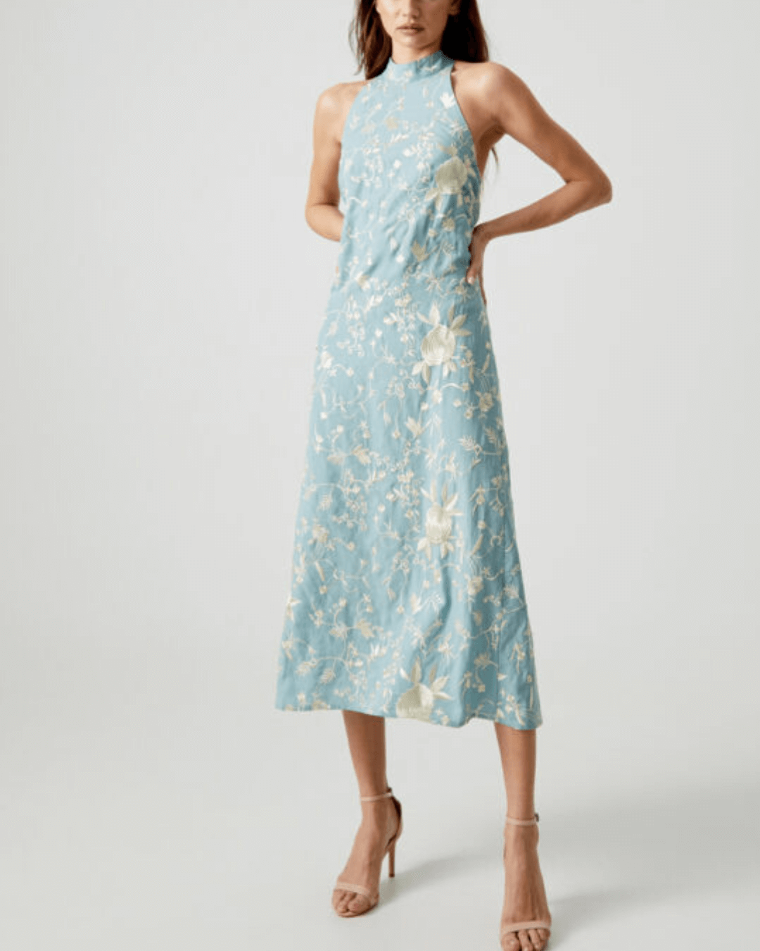 Halter Neck Midi Dress - Fashionpara