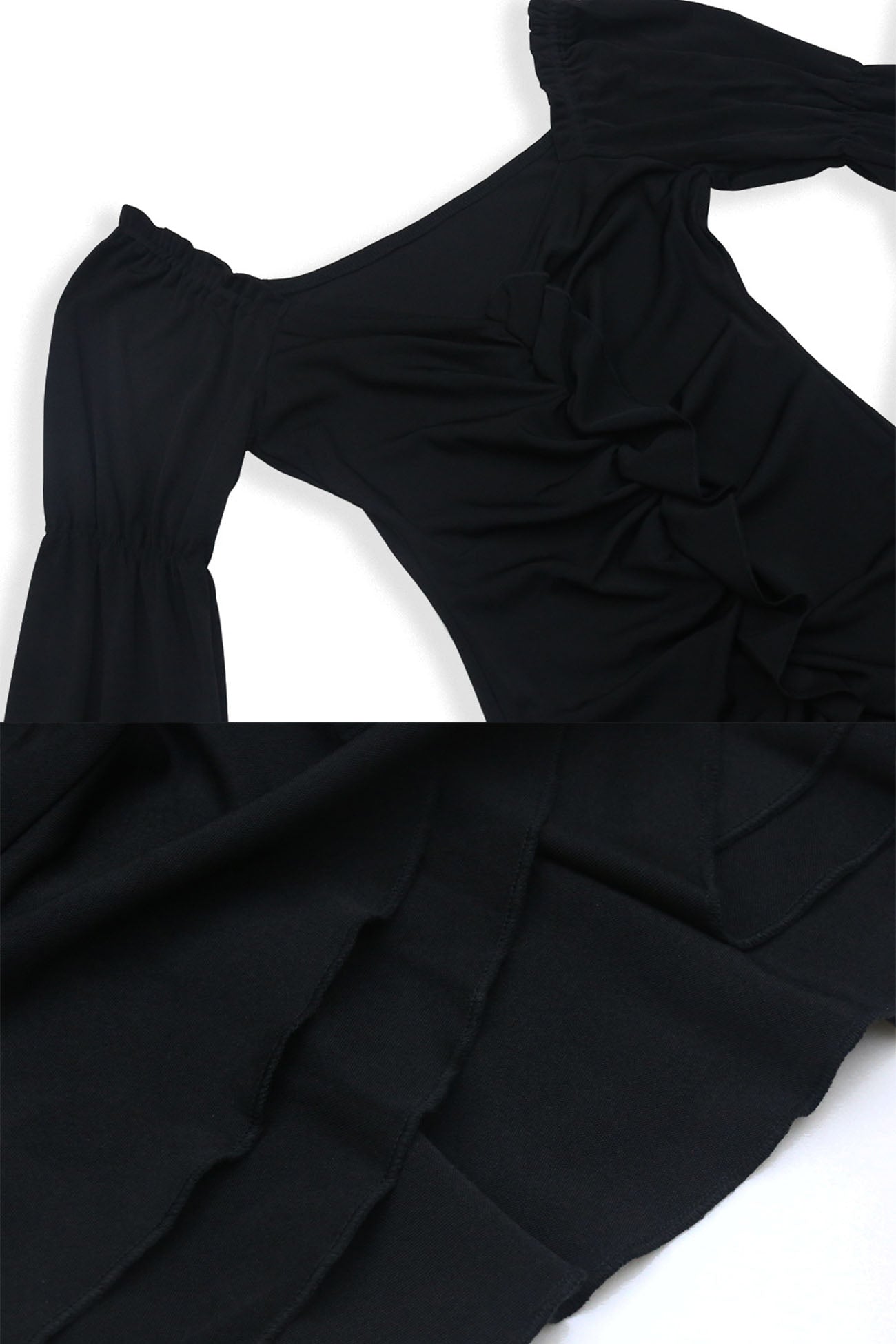 Pleated Balloon Sleeve Mini Dress