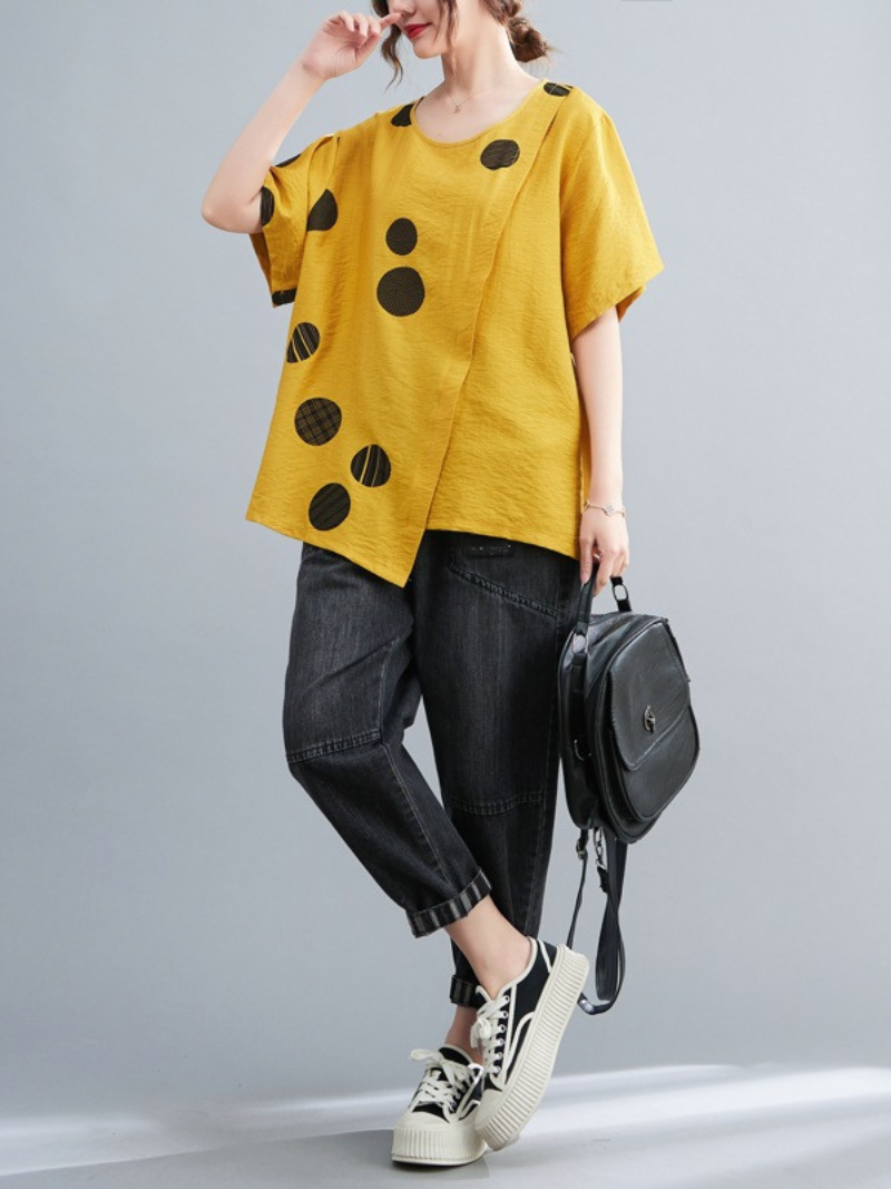 The Natural Cotton Round Neck Tops - Fashionpara