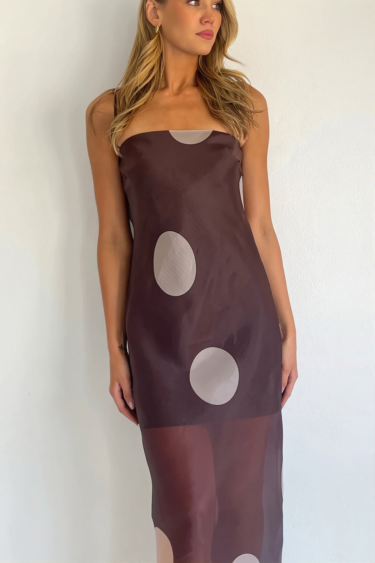 Polka Dot Sheer Strappy Slip Maxi Dress 5