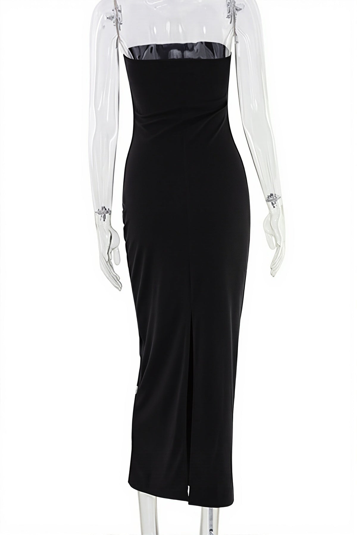 Embellished Strapless High Split Column Gown