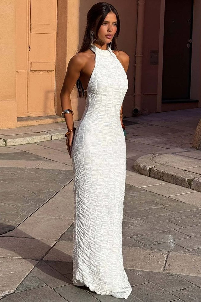 Halter Tie Back Maxi Dress