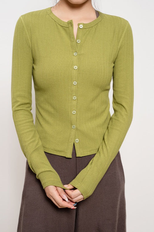Lightweight Ribbed Slim-Fit Button Cardigan for Effortless Style