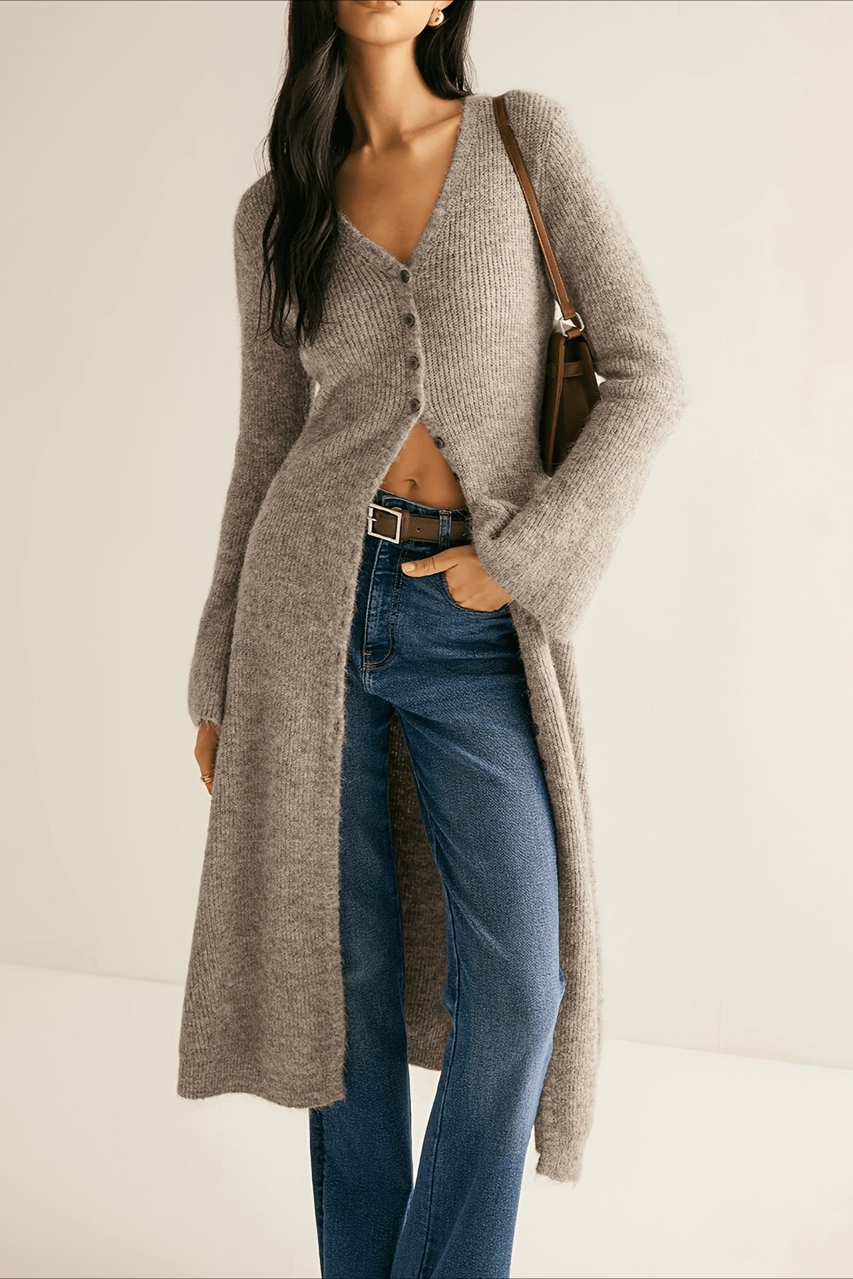 Elegant French Long-Sleeve Knit Cardigan for Chic Style