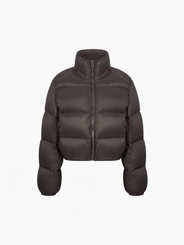 Cocoa Bean Stand Collar Quilted Puffer Coat 4