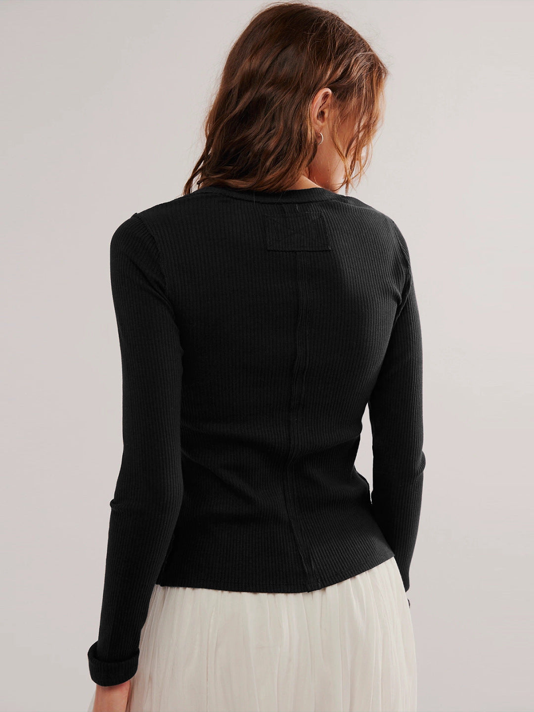 Buttoned Ribbed Knit Cardigan 7