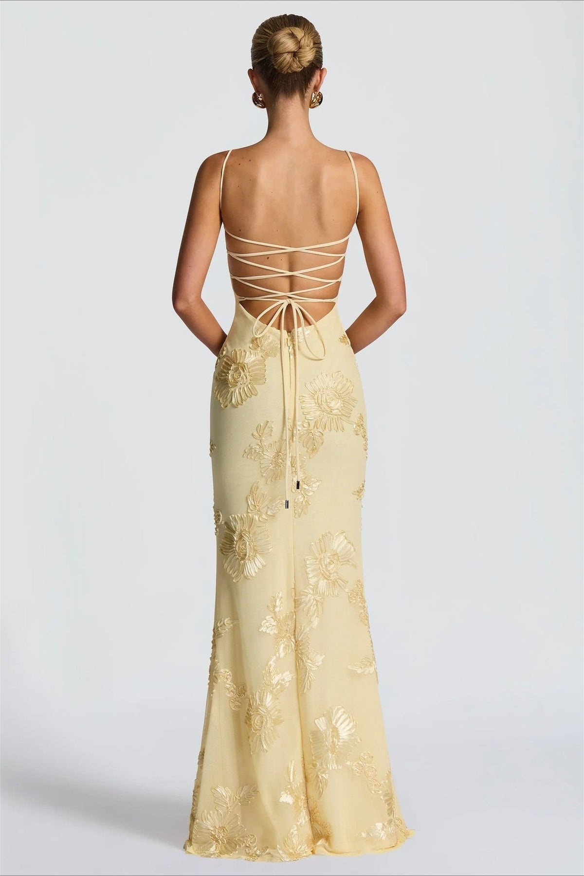 Floral Embroidered Bustier Mermaid Maxi Gown 3