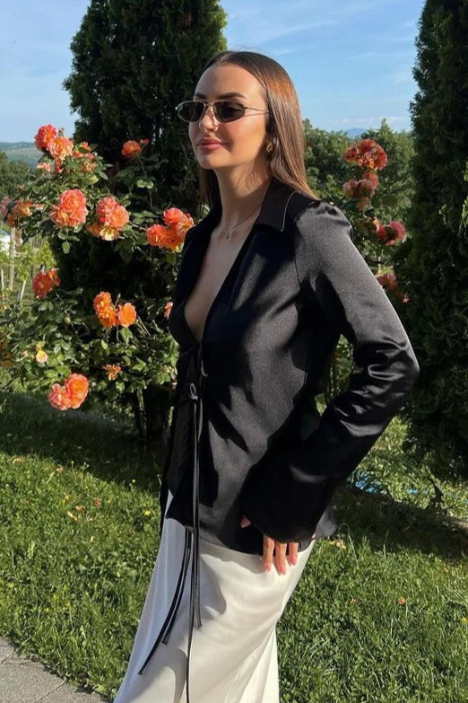 Bow Detail Satin Blouse