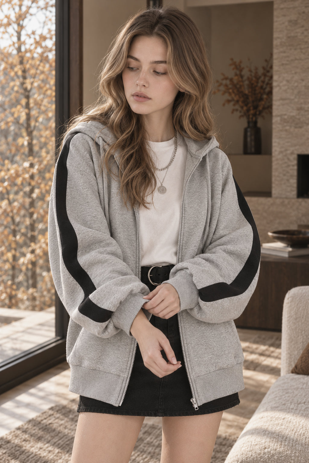 Harajuku Arm Long Hoodie Oversized - - - Fit Loose - Boyfriend Style Street Casual Fleece Sweatshirt Material 4