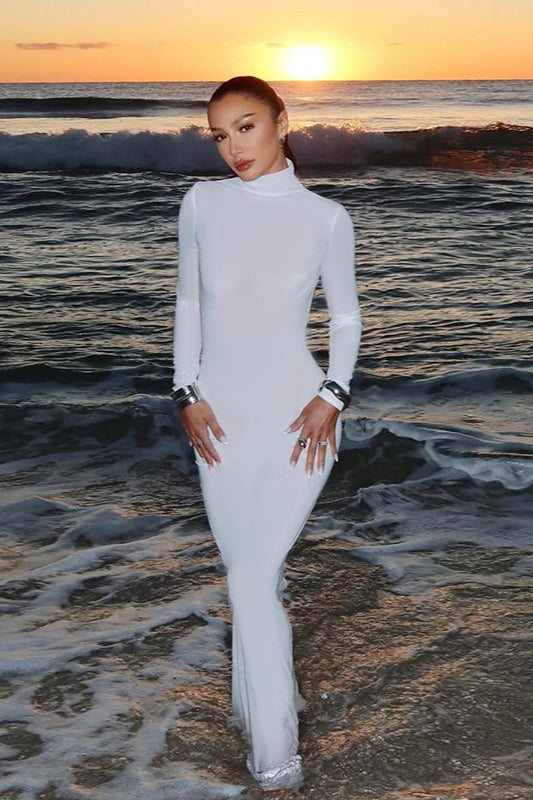 Long Sleeve Backless Lace-Up Bodycon Maxi Dress 3