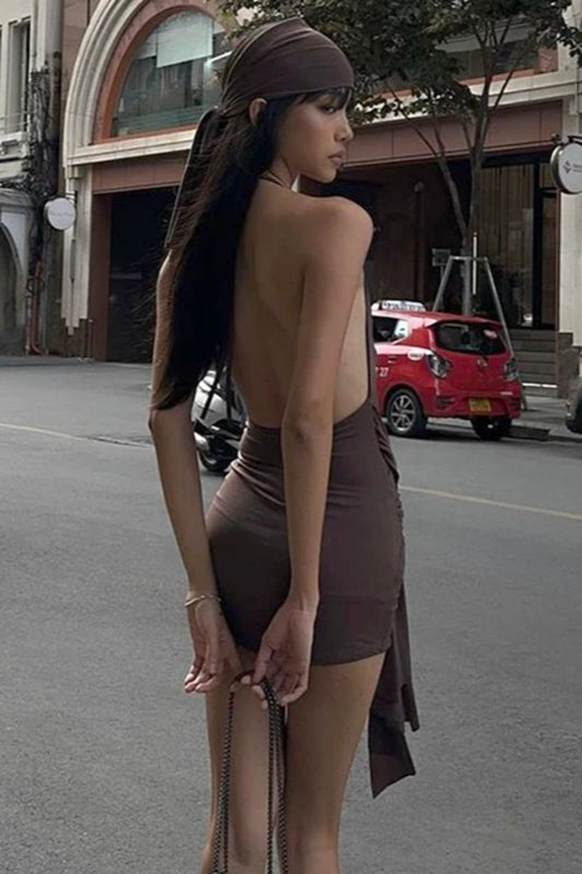 Low Cut Backless Mini Dress
