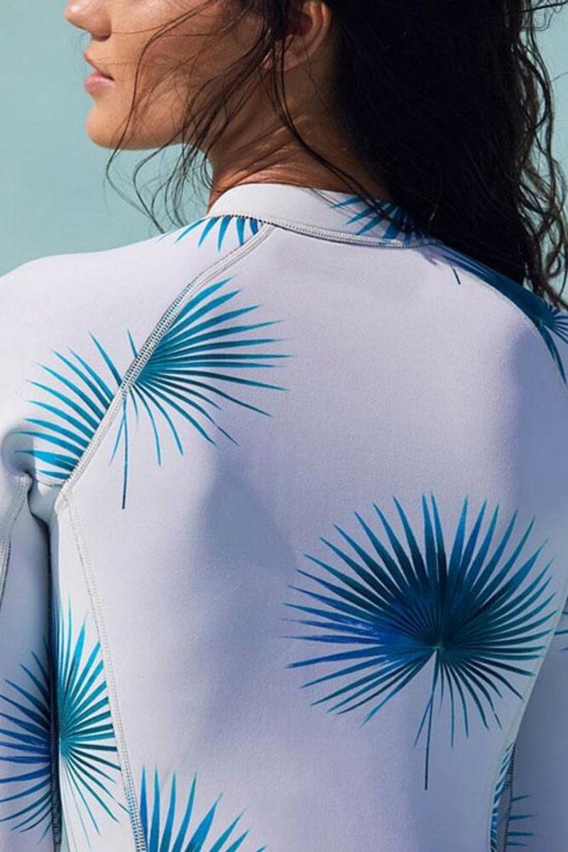 Sport White Surf Raglan Long Sleeve Rash Guard One Piece Swimsuit