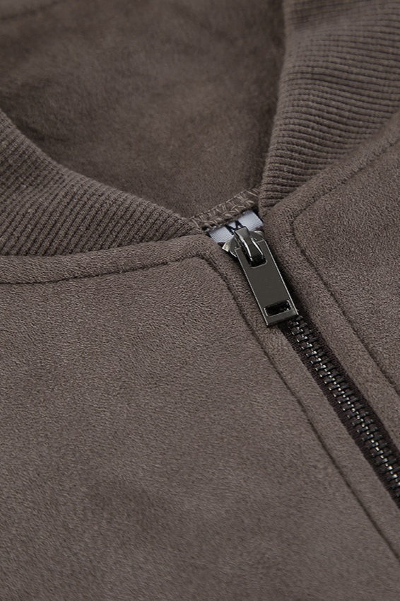 Suede Zip Front Balloon Sleeve Jacket 6
