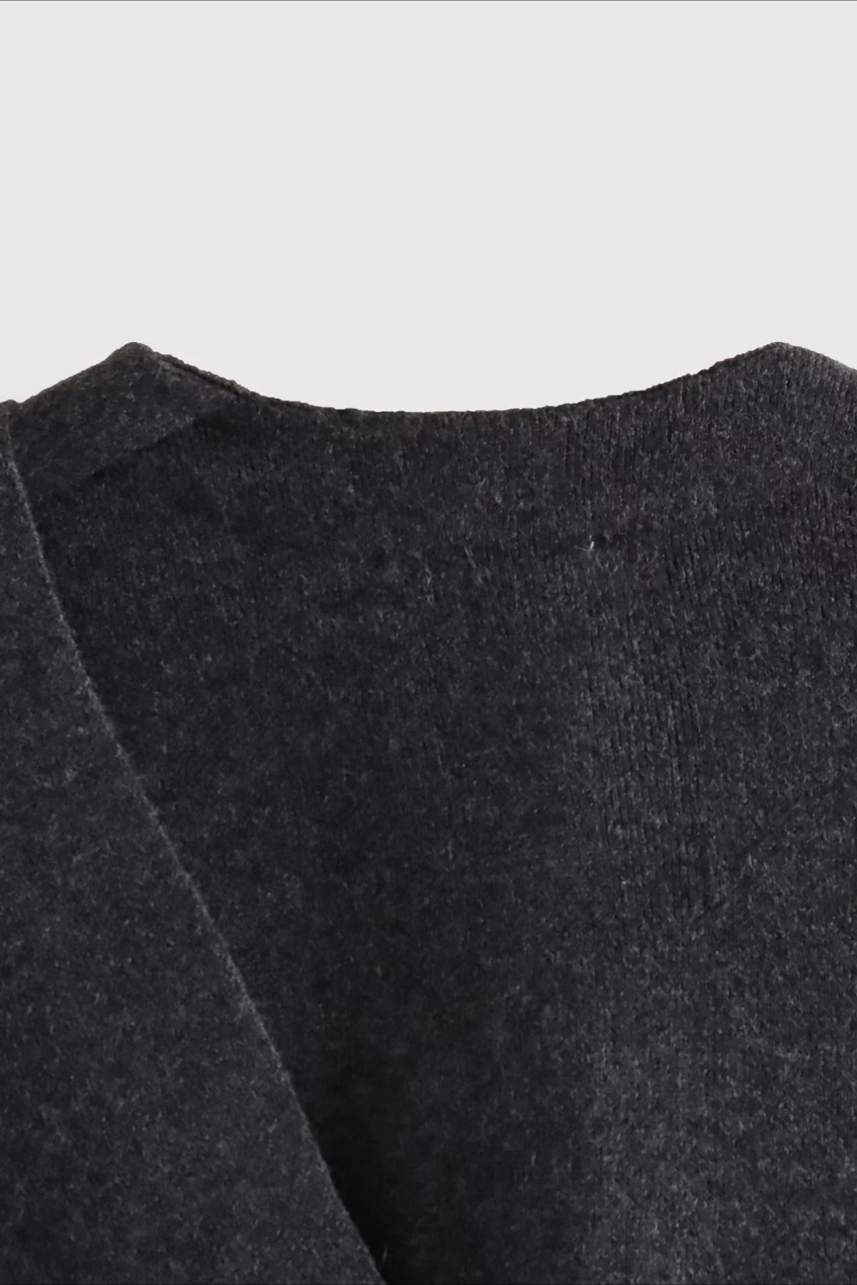 Cropped Knit Asymmetric Scarf Collar Coat - Fashionpara