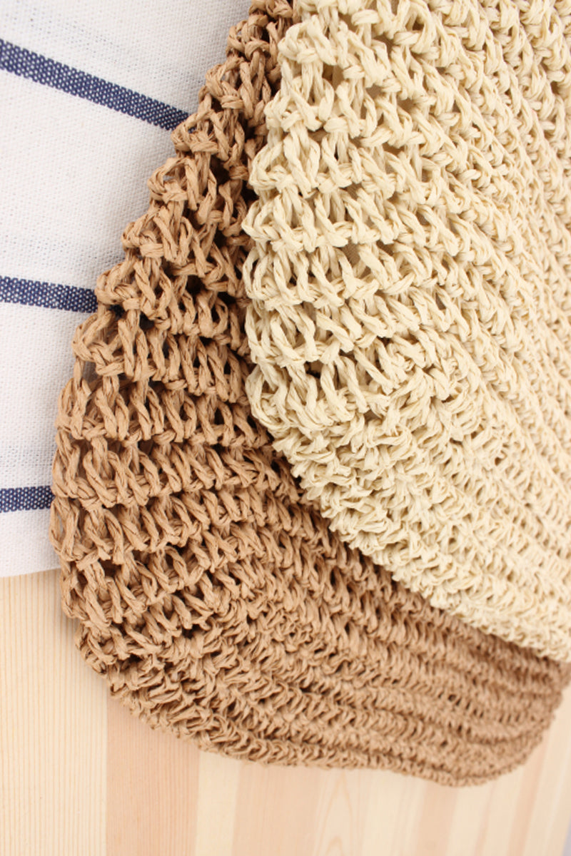 Casual Woven Straw Beach Bag with zipper - Fashionpara