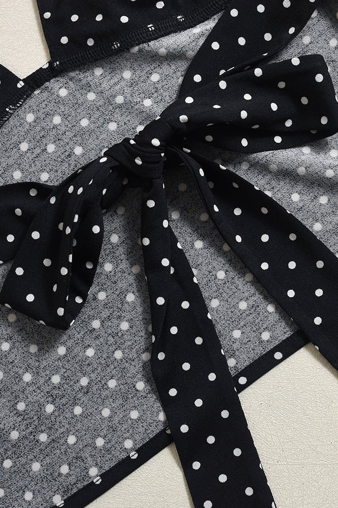 Polka Dot Backless Halter Crop Top - Fashionpara