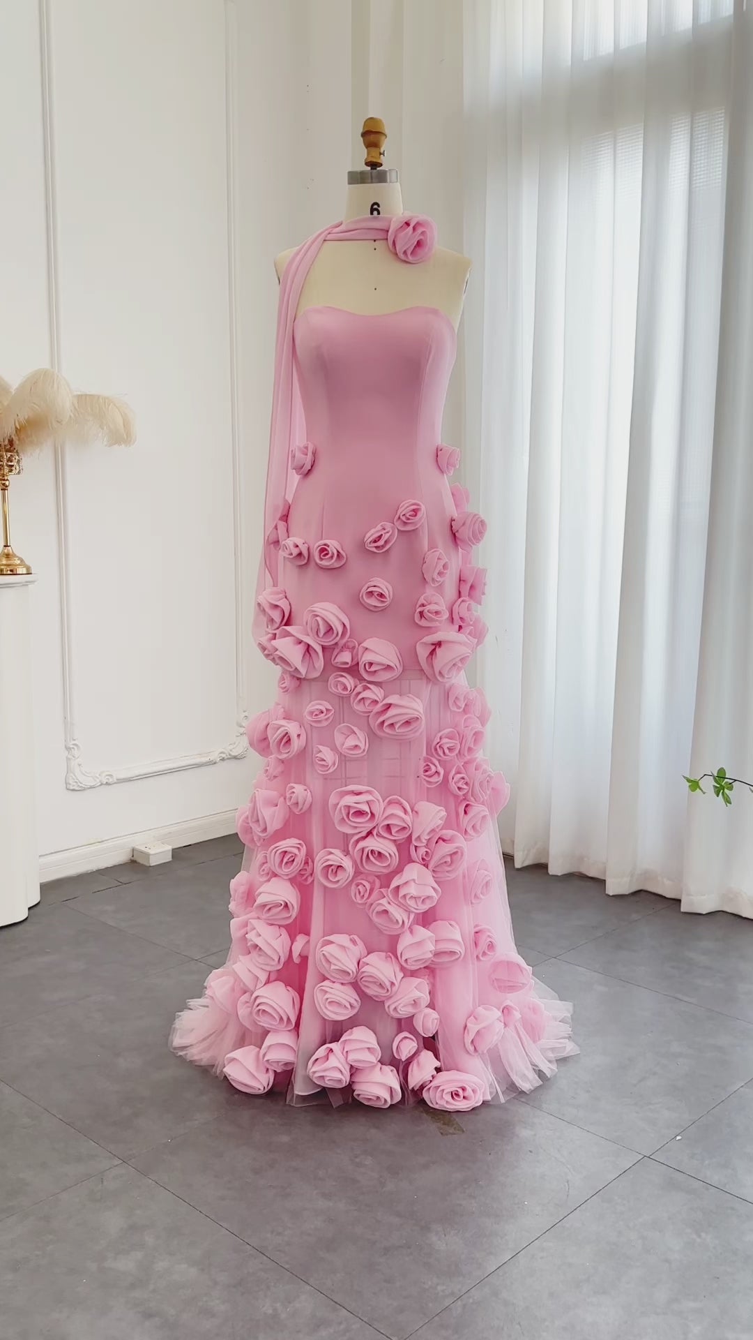 L2991 - Chic A-Line Sweetheart Strapless Floral Embossed Long Prom Dress