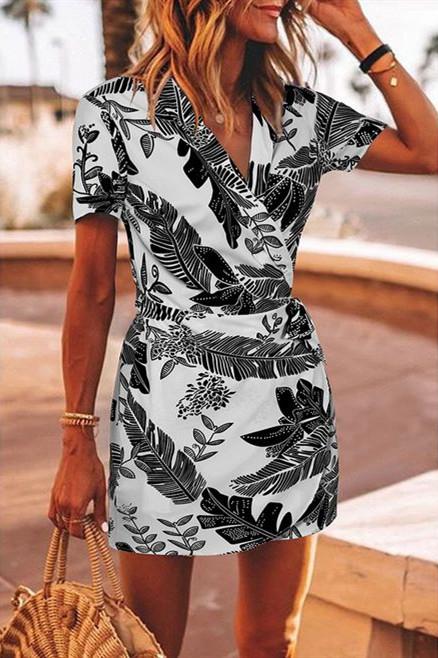 Daily V Neck Floral Print Mini Dress Fashionpara