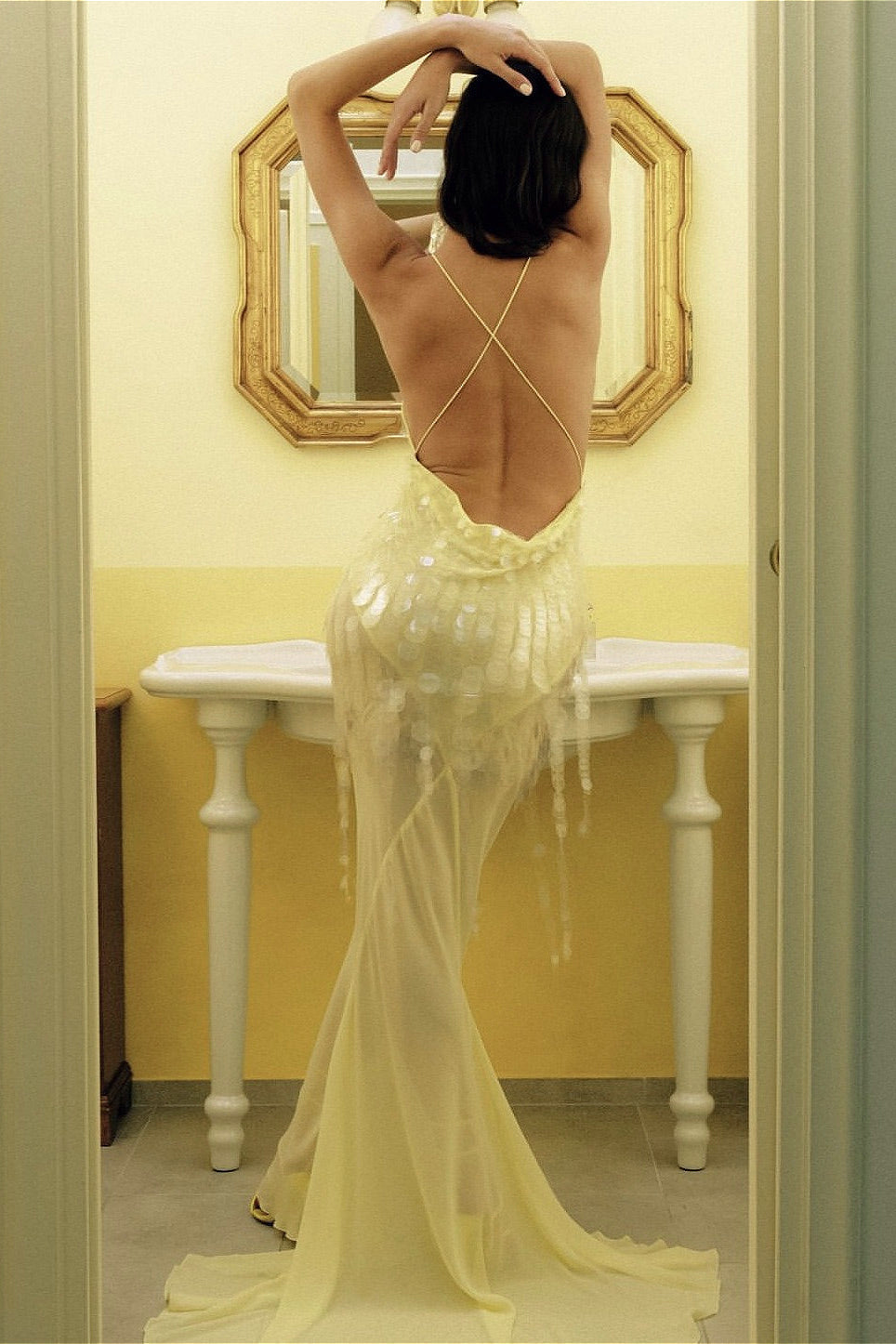 Hollow Sleeveless High Waist Sequin Floral Dress