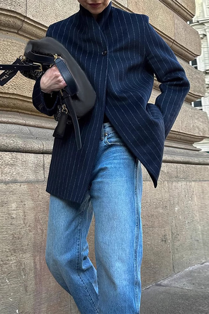 Striped Oversized Blazer Coat - Fashionpara