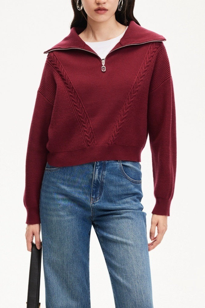 Short Cable Knit Pullover Sweater