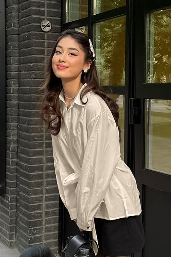 Loose Fit Collared Blouse - Fashionpara