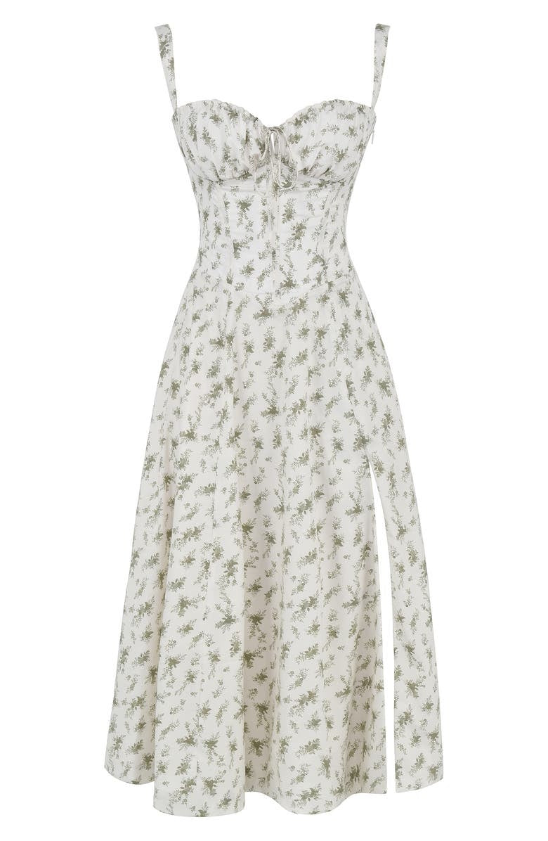 Floral Spaghetti Strap Ruched Fit and Flare Midi Dress - View 12