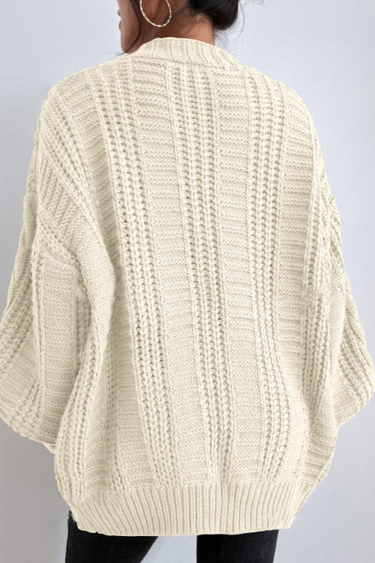 Oversized Cable Knit V Neck Button Cardigan 6