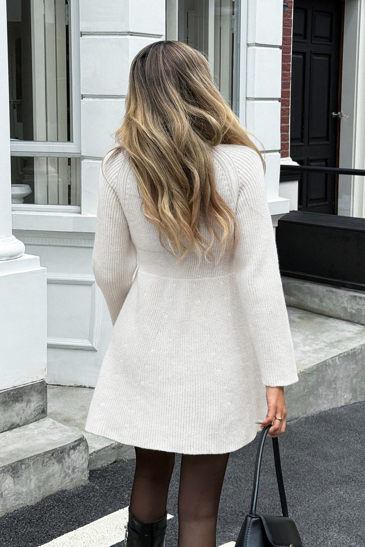 A-Line Long Sleeve Sweater Dress 3