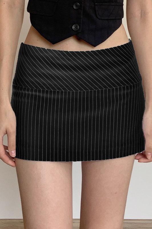 Diagonal Stripe Low Waist Bodycon Mini Skirt