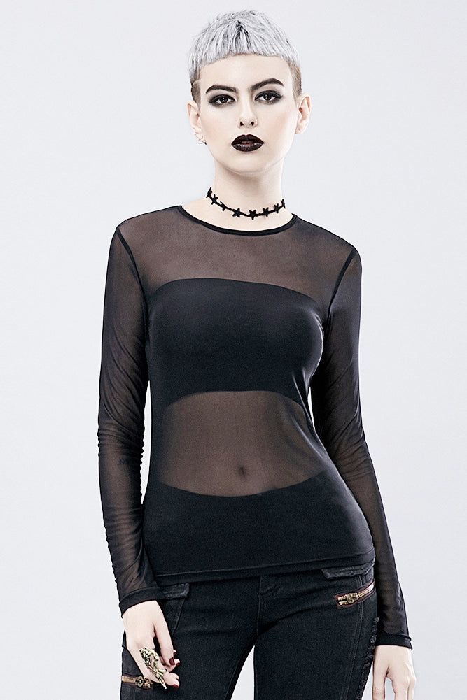 Gothic See-Through Mesh Knit Top