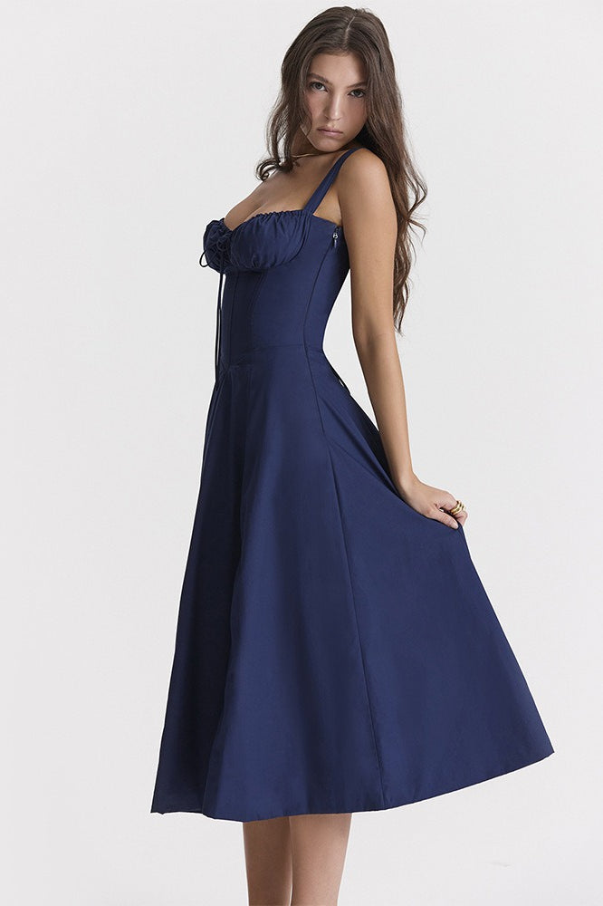French Tie Waist A-Line Slip Dress