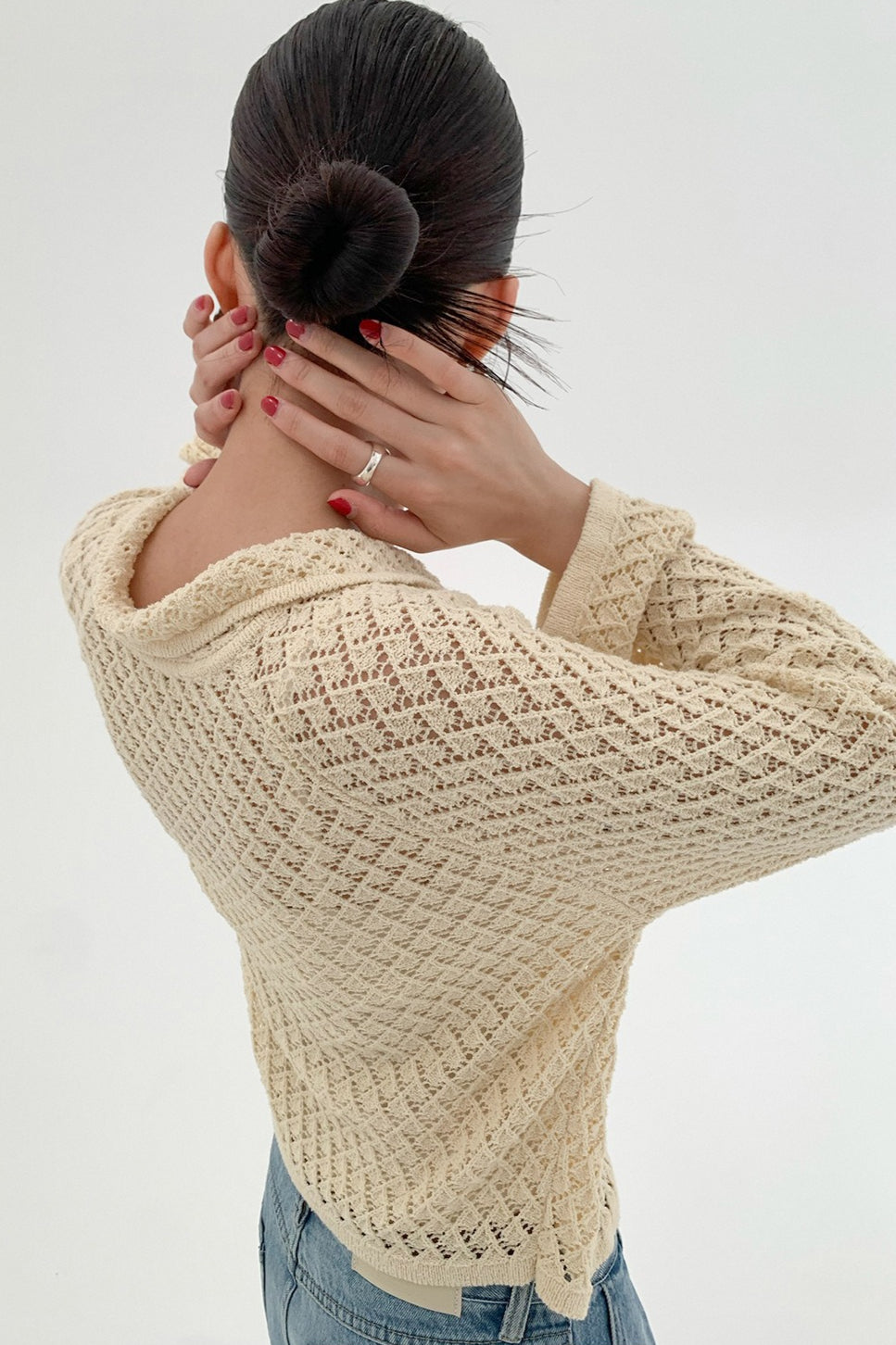 Hollow-Out Long Sleeve Tie-Waist Knit Cardigan for Style