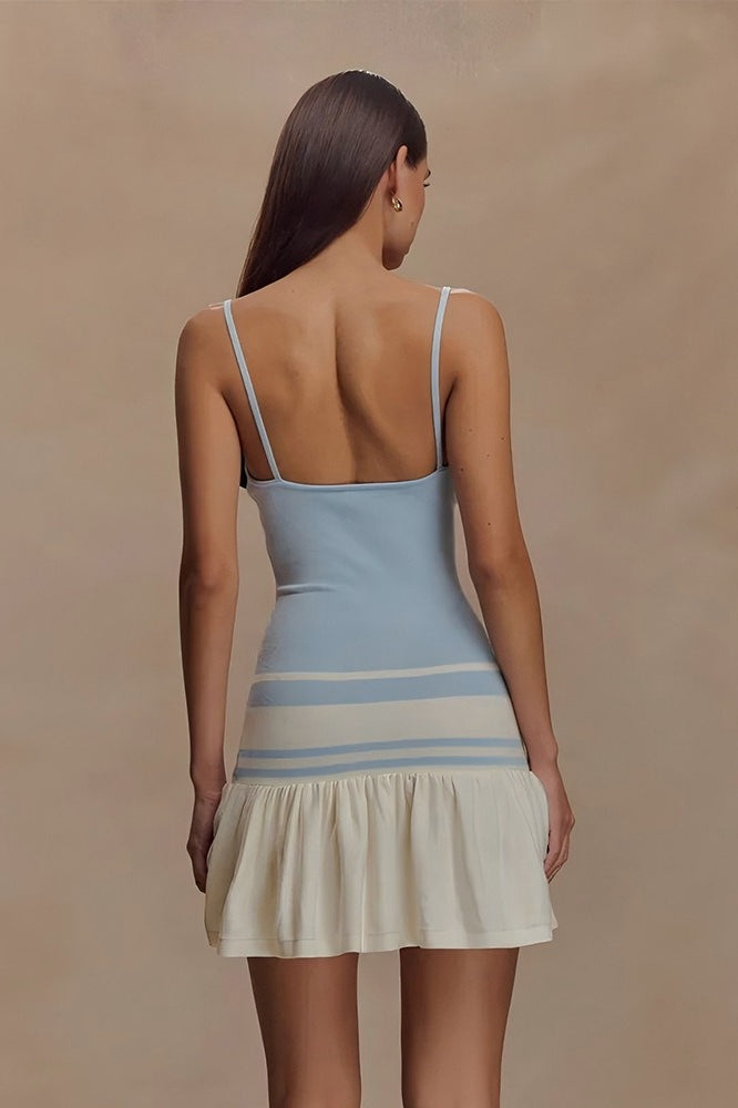 Scoop Neck Spaghetti Strap Drop-Waist Knit Mini Dress
